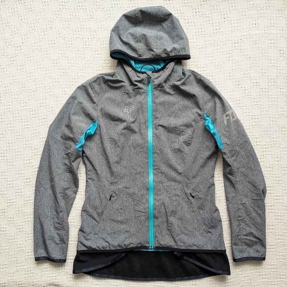 Fox Racing Women’s M Full Zip Gray/Blue Jacket Polyester Pockets Logo Skiing